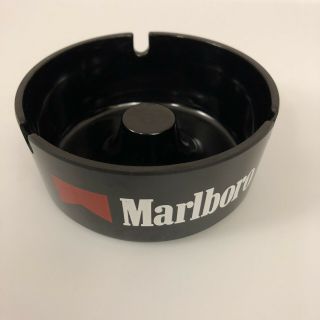 Vintage Marlboro Round Plastic Ashtray Black