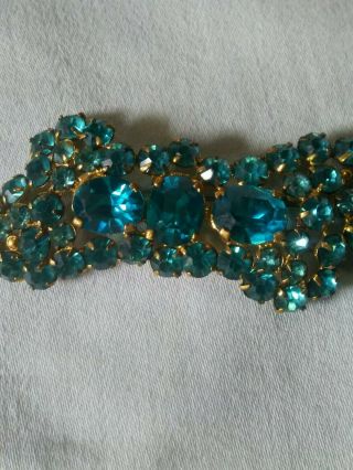 Vintage Czech Broach With Blue - Green Stones