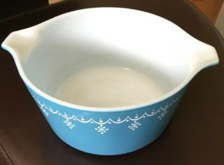 Vintage Pyrex 473 Snowflake Garland Blue Cinderella Casserole Bowl 1 Quart