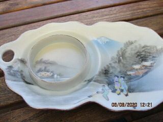 Vintage Japanese Egg Shell Porcelain Cup & Matching Plate - Hand Painted Signed 2