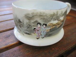 Vintage Japanese Egg Shell Porcelain Cup & Matching Plate - Hand Painted Signed 3