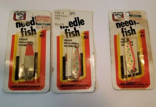 3 Vintage Luhr Jensen Needle Fish (2) Size 2 & (1) Size 1 Trout Troll