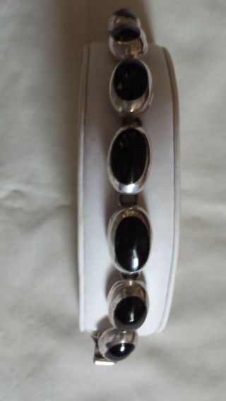 Heavy,  Vintage 925 Sterling Silver Black Onyx Bracelet 7 " Make Offer