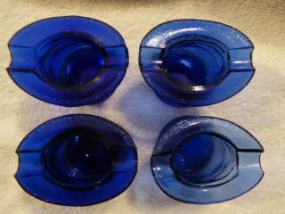 4 Vintage Ashtrays Cobalt Blue Glass Top Hat Ash Tray 1940s Set Of 4 Cute