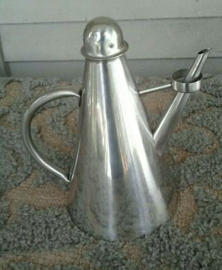 Vintage Olive Oil Container,  Stainless Steel W/ Drip Catcher