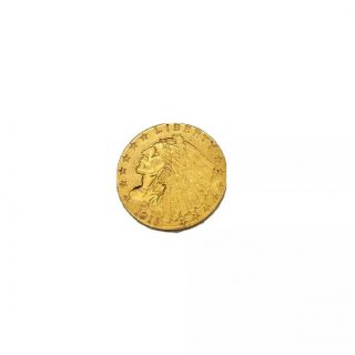 1911 Antique Indian Head Gold Coin 2.  5 Dollars Us Eagle $2.  5 Vintage