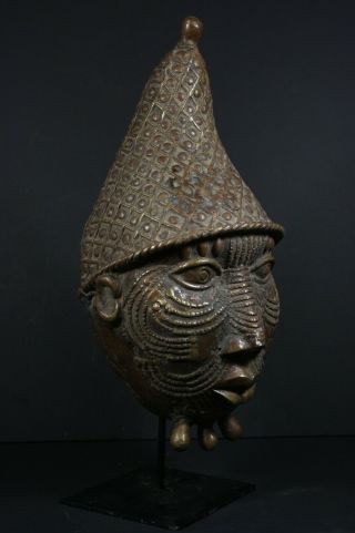 African Benin Bronze Oba King Mask - Benin,  Nigeria African Tribal Art Primitif