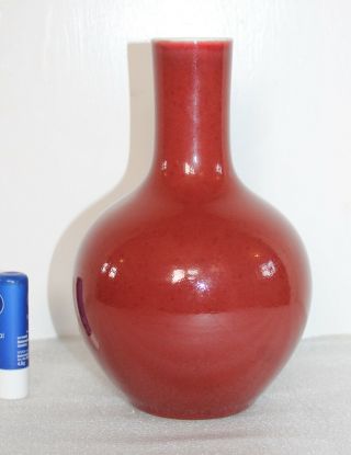 A C19th 20.  5 Cm Chinese Oxblood Sang De Boeuf Tianqiu Ping Vase