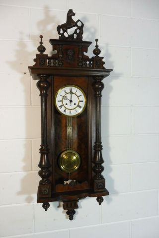 Antique German Wall Clock Antique Regulator Mahogany Wood