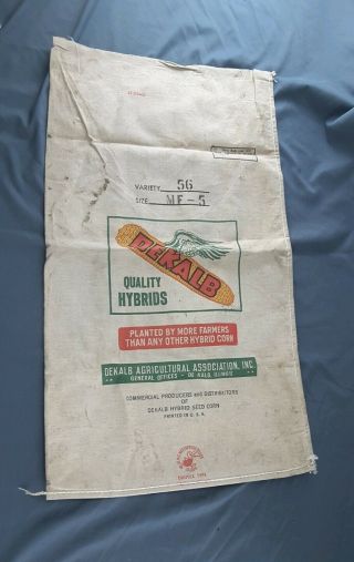 Vintage Dekalb Seed Corn Cloth Sack Bemis Waterproof Canvas Bag