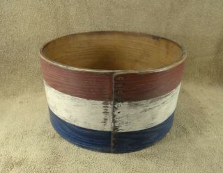 Antique Old Red White & Blue Painted Wooden Large Pantry Measure Box