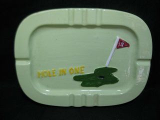 Vintage Mid Century Hole In One Ceramic Golf Ashtray Collectible