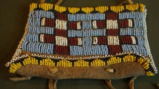 Fine Early 1900 Native American Plains Crow Cheyenne Beaded Possible Bag 3