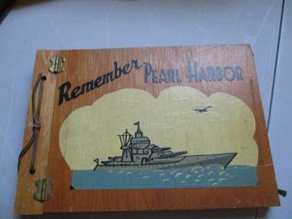 Vintage Ww2 Photo Album Cover Remember Pearl Harbor Wood