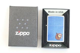 Zippo Lighter Denim And Owl Design