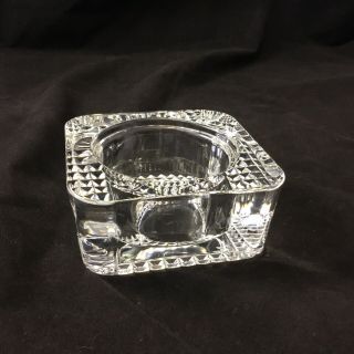 Vintage Crystal Glass Ashtray Made In France Square Geometric Design
