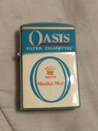 Vintage Oasis Filter Cigarettes Cigarette Lighter W/ Menthol Mist By Continental
