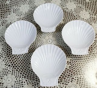 4 Pc Vtg White Scallop Shell Dish Pillivuyt Porcelaine France Depuis 1818 H 8t 3
