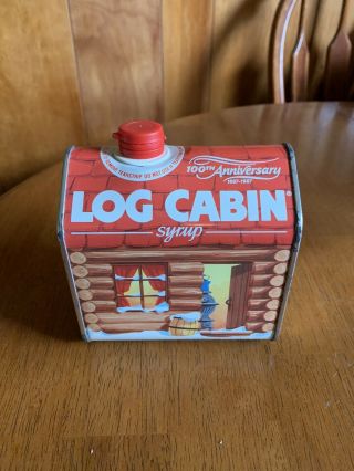 Vintage 1987 Log Cabin Syrup Tin 24 Oz 100th Anniversary