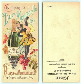 Orig Vtg Advertising Counting Slip Of Paper Champagne Duc De Montebello
