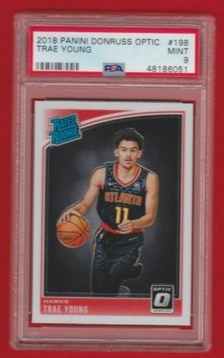 2018 - 19 Donruss Optic Trae Young Rookie Rc Base 198 Psa 9