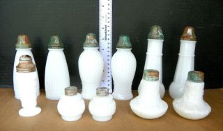 5 Pair & 1 Single Vintage Milk Glass Salt & Pepper Shakers