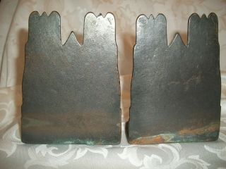 VINTAGE CATHEDRAL BRONZED CAST IRON BOOKENDS 5 - 1/2 IN.  H.  x 4 - 1/8 IN.  W 2