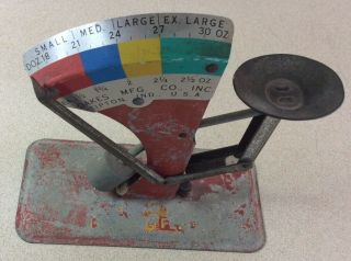 ANTIQUE VINTAGE OAKES MFG.  CO.  EGG SCALE MADE IN TIPTON,  INDIANA 2