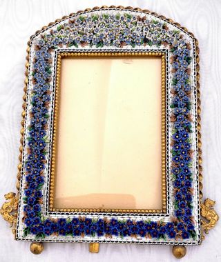 Antique Micro Mosaic Picture Frame Fabulous Flowers Decoration