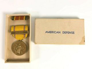 Vintage Wwii American Defense Service Medal Ribbon W Fleet Bar Army Navy Pacific