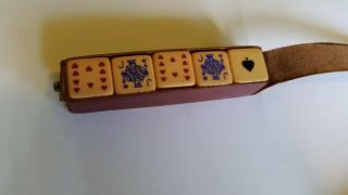 Vintage - Set - Of - 5 - Poker - Dice - With - Leather - Carrying - Case