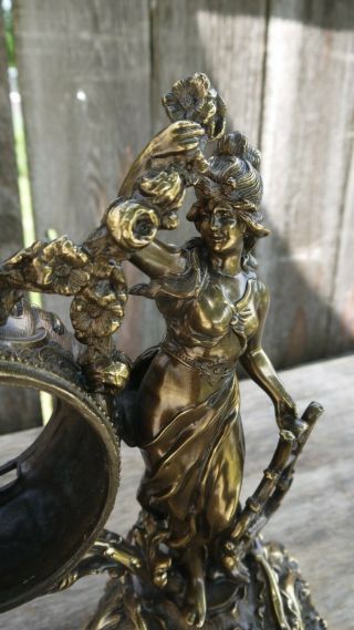 antique lady statue clock case gilded bronze finish 3