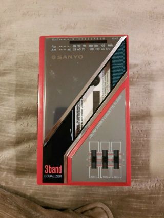 Vintage Sanyo Mgr74 Red Portable Am/fm Stereo Cassette Player 3band Equalizer