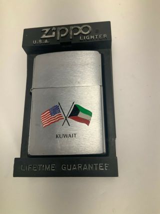 Zippo Lighter With United States And Kuwait Flying Flags