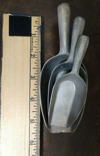 Vintage Scoops Made In Germany Sizes: 110 & 125 & 160 Aluminum Nesting Scoops