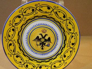 Palio Di Siena Ceramic 8 " Tile Plate " Aquila " - Two Headed Eagle Italy Vintage