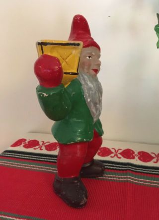 Vintage Antique Swedish Scandinavian Tomte Gnome Elf Candle Holder Chalkware 3