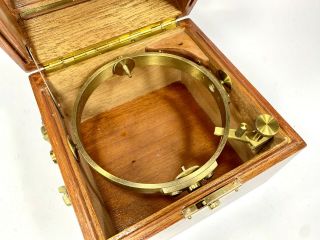 Vintage 3 - Tier CHRONOMETER BOX,  2 GIMBAL RINGS for Marine Ship Chronometer 3