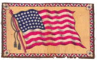 Vintage Tobacco Felt American Flag 48 Stars 5 " X 8.  5 "