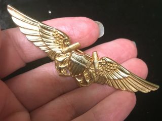 Navy Pilot Wings Anchor 1/10 10k Gf Gold Filled Vintage Pin Military