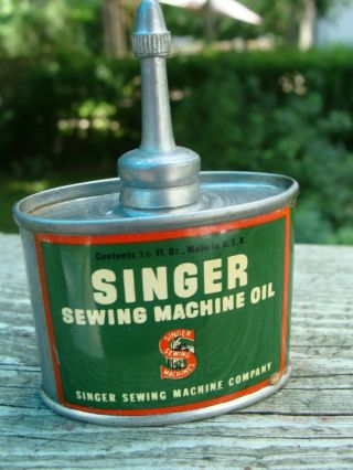 Vintage Oil Can Lead Top Singer Sewing Machine Oil - Near Perfect And Full