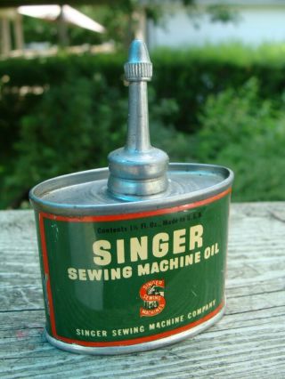 Vintage Oil Can Lead Top Singer Sewing Machine Oil - near perfect and full 2