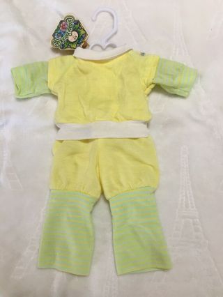 Authentic Vintage Cabbage Patch Kids Clothes Doll Cpk Outfit Yellow Sweatsuit