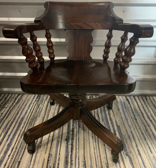 Rare Ethan Allen Antiqued Pine Swivel Desk Chair Model 12 - 9530