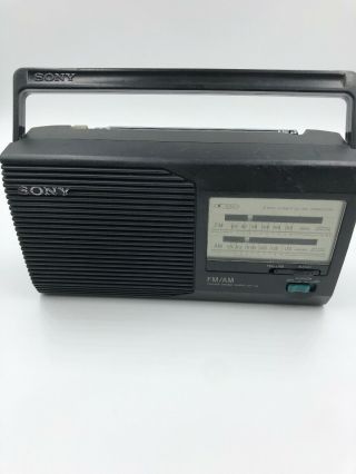 Vtg Sony Fm / Am 2 Band Small Radio Model Icf - 24 & W/ Power Cord