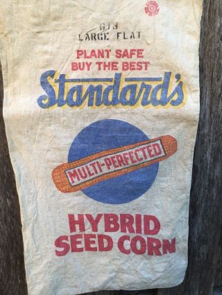 Vintage Standard Hybrid Seed Corn Cloth Sack Sign