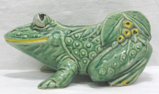 Vtg Mccoy Figural Frog 8 " Planter 1950s Yellow Green