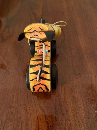 VINTAGE FISHER PRICE TAWNY TIGER PULL TOY 654 WOODEN 1961 USA GUC 3