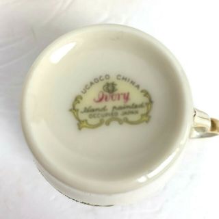 Ucagco Cup Vintage Occupied Japan Handpainted Ivory Gold Teacup Saucer Demitasse 3