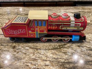 Vintage Toy Train Locomotive Sftf Tin Battery Operated